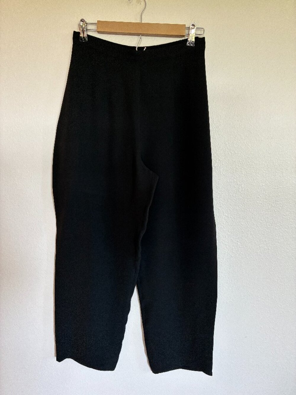Citron Santa Monica Silk Pants Black Ankle Wide Leg Trouser Classic